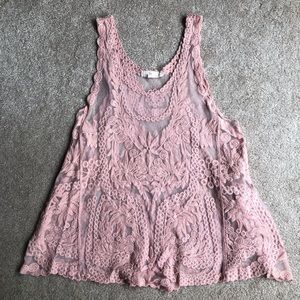 Nabee Pink lace tank top